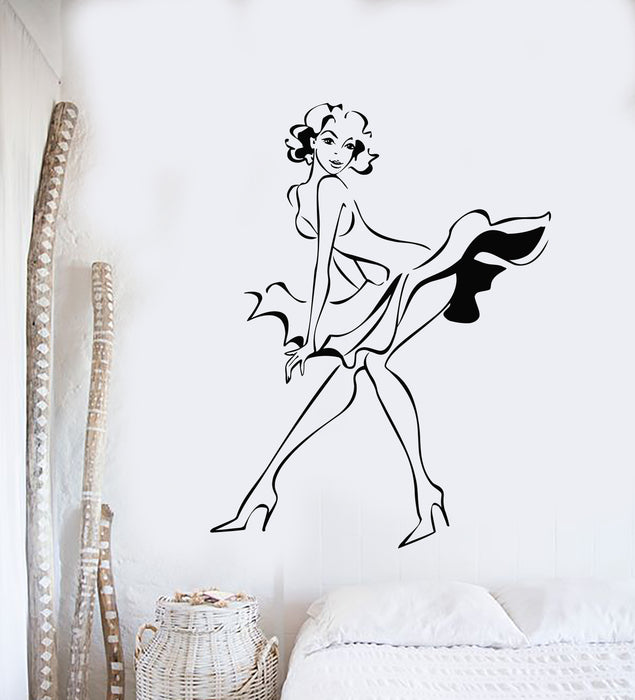 Vinyl Wall Decal Retro Sexy Girl Beauty Woman In Dress Stickers Mural (g5226)