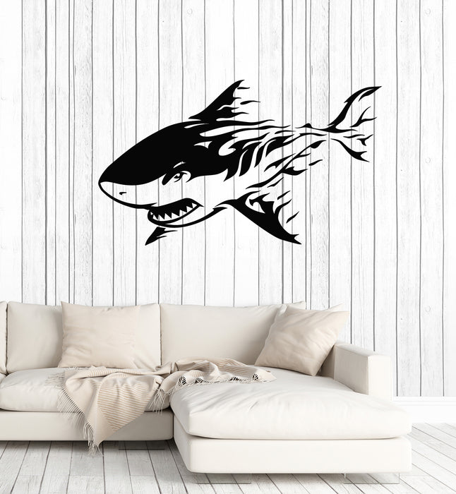 Vinyl Wall Decal Shark Ocean Tribal Sea Marine Animal Art Stickers Mural (g1707)