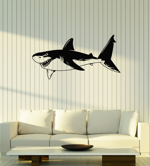Vinyl Wall Decal Big Fish Shark Ocean Sea Marine Bathroom Decor Stickers Mural (g1900)