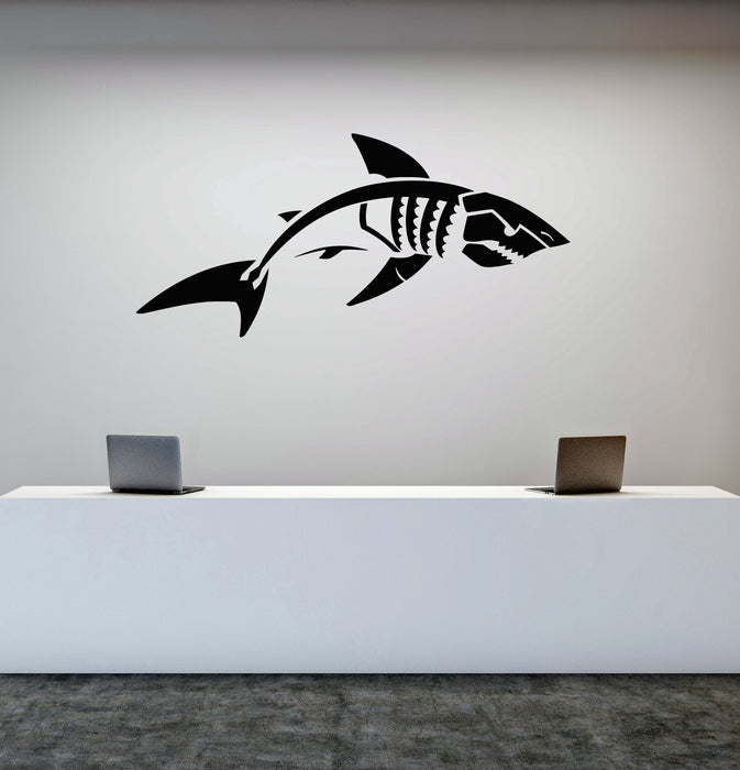 Vinyl Wall Decal Shark Ocean Tribal Art Dangerous Sea Animal Stickers Mural (g8066)