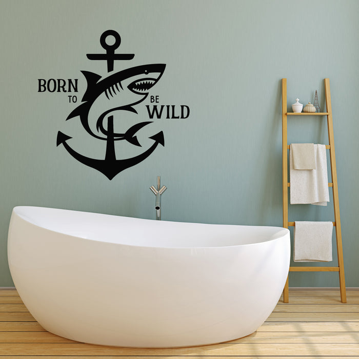 Vinyl Wall Decal Shark Ocean Tribal Anchor Born To Be Wild Stickers Mural (g4495)