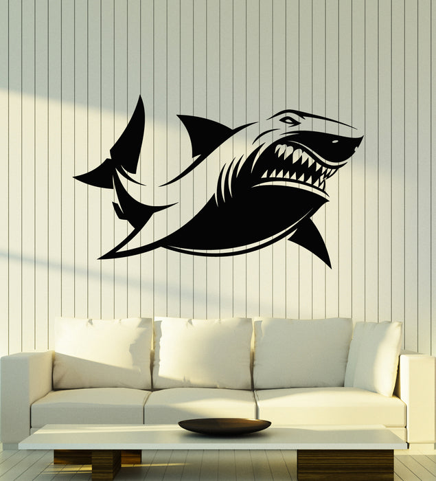 Vinyl Wall Decal Shark Ocean Marine Sea Animal Bathroom Stickers Mural (g4980)