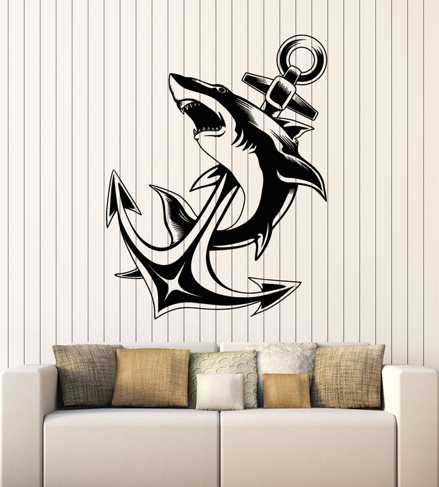 Vinyl Wall Decal Anchor Sea Shark Ocean Style Bathroom Marine Stickers Mural (g5864)