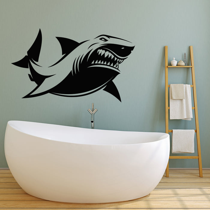 Vinyl Wall Decal Shark Ocean Marine Sea Animal Bathroom Stickers Mural (g4980)