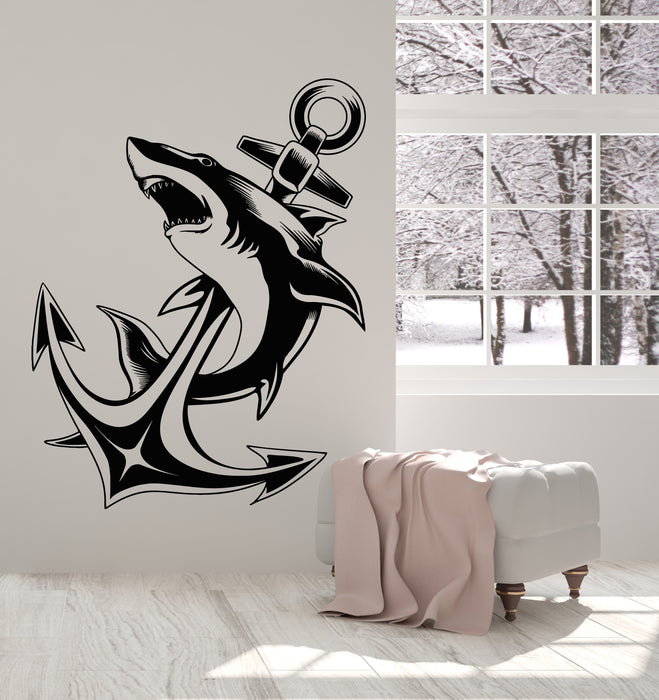 Vinyl Wall Decal Anchor Sea Shark Ocean Style Bathroom Marine Stickers Mural (g5864)