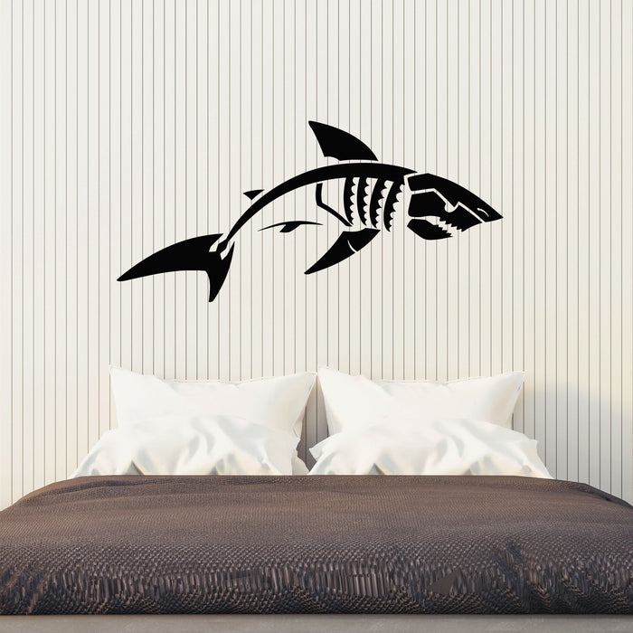 Vinyl Wall Decal Shark Ocean Tribal Art Dangerous Sea Animal Stickers Mural (g8066)