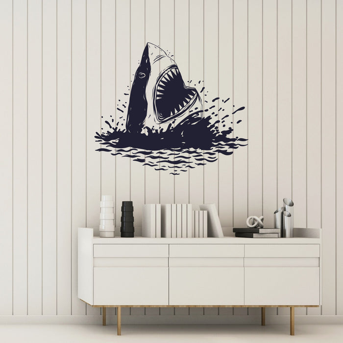Shark Vinyl Wall Decal Jaws Bite Predator Stickers Mural (k290)