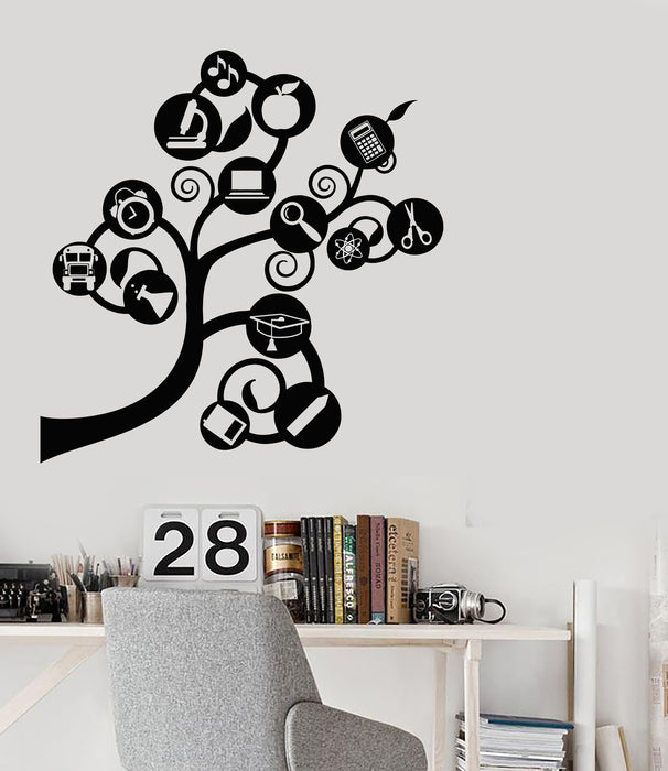 Vinyl Wall Decal Science Tree Branch Brain Classroom Study Room Stickers Mural (g1456)