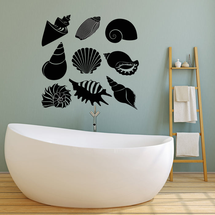 Vinyl Wall Decal Bathroom Decor Beach House Shells Marine Style Stickers Mural (g1562)