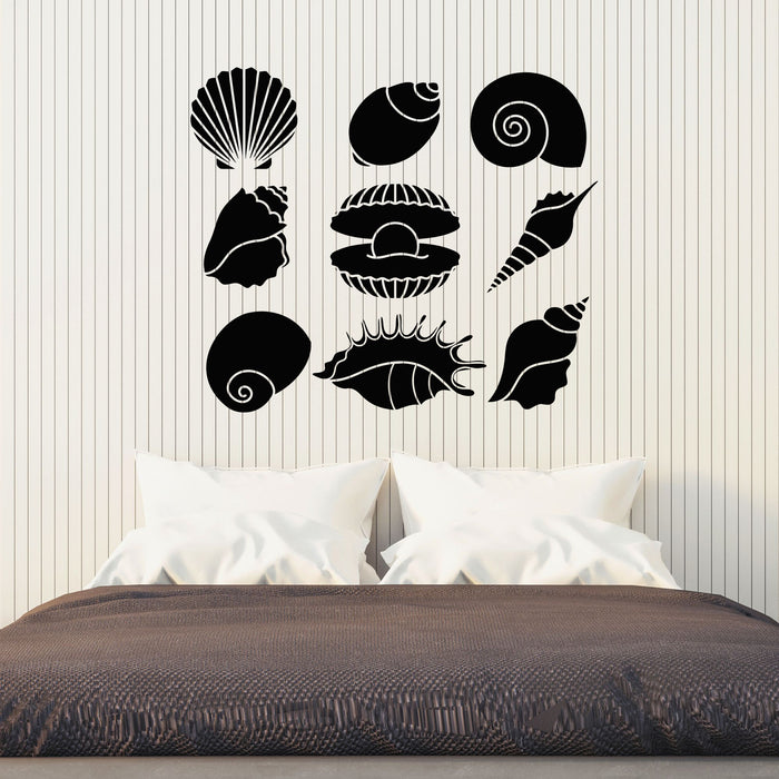 Vinyl Wall Decal Bathroom Ocean Sea Shells Bath Beach Style Stickers Mural (g8332)