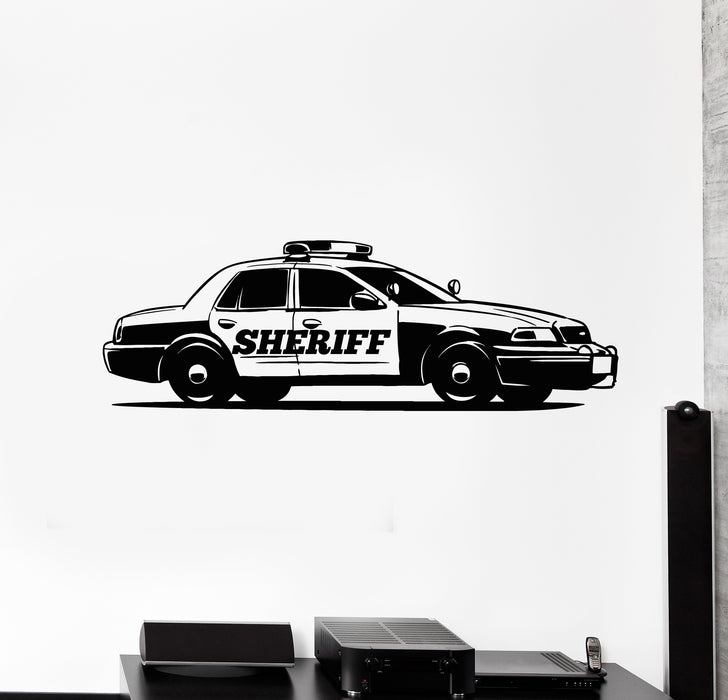 Vinyl Wall Decal Police Car Cop Sheriff Garage Boys Room Stickers Mural (g1858)