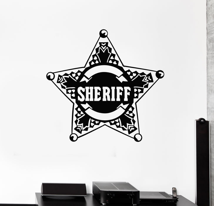 Vinyl Wall Decal Star Law Sheriff Badge Police Boys Room Stickers Mural (g230)