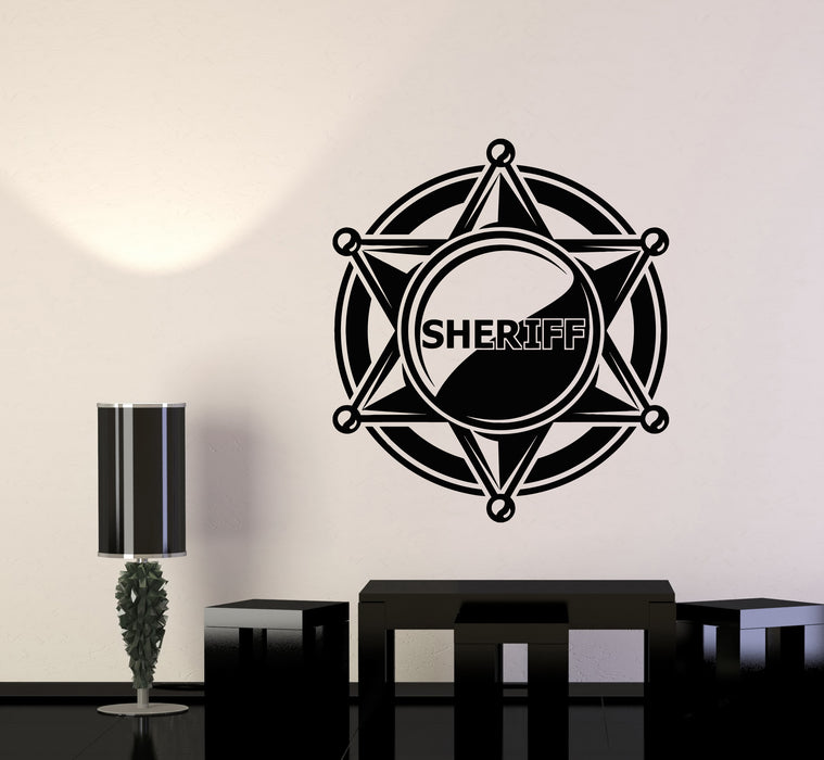 Vinyl Wall Decal Sheriff Badge Police Star Law Boys Room Stickers Mural (g622)