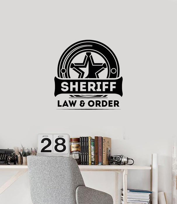 Vinyl Wall Decal Sheriff's Badge Star Law Cowboy Style Interior Stickers Mural (ig5889)