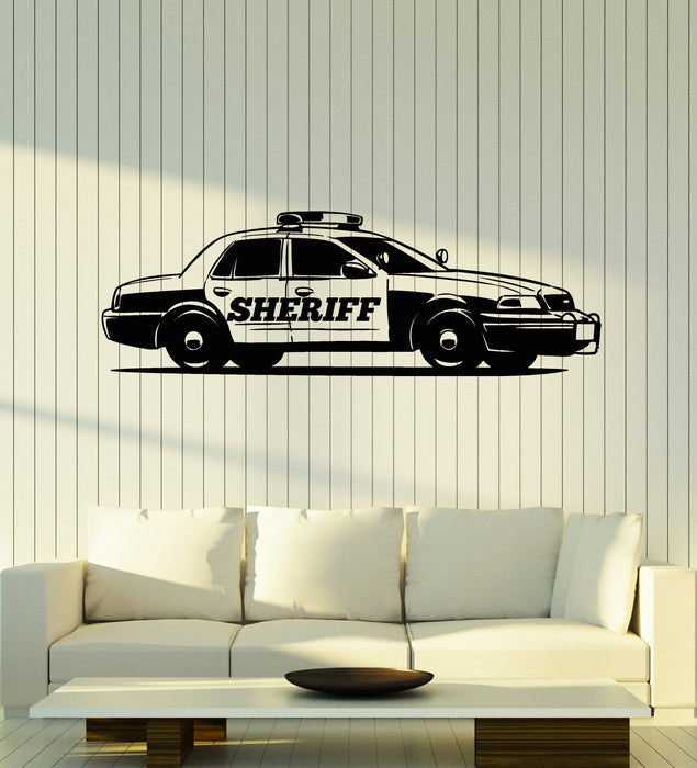 Vinyl Wall Decal Police Car Cop Sheriff Garage Boys Room Stickers Mural (g1858)