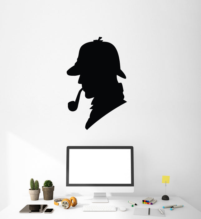 Vinyl Wall Decal Sherlock Detective Doyle Police Silhouette Office Book Stickers Mural (g003)