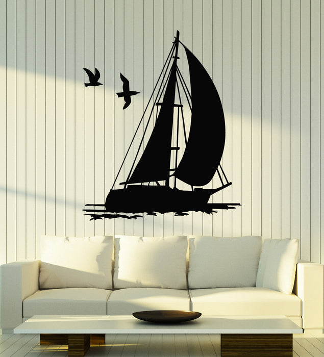 Vinyl Wall Decal Sailor Boat Ship Yacht Nautical Ocean Decor Stickers Mural (g2651)