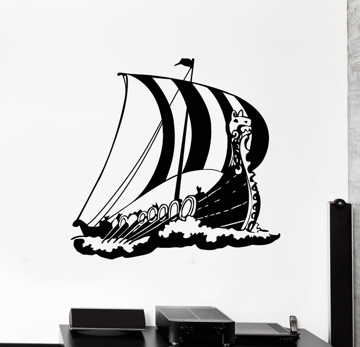 Vinyl Wall Decal Viking Ship Drakkar Middle Ages Ocean Style Stickers Mural (g2964)