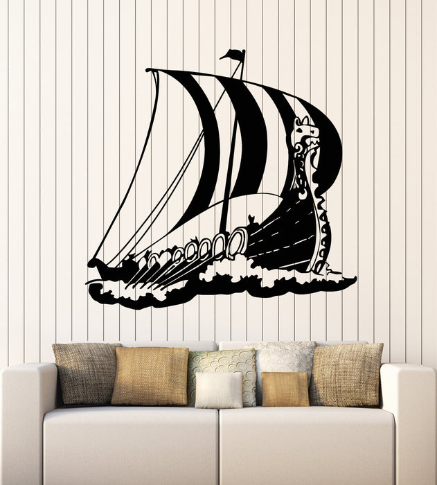 Vinyl Wall Decal Viking Ship Drakkar Middle Ages Ocean Style Stickers Mural (g2964)