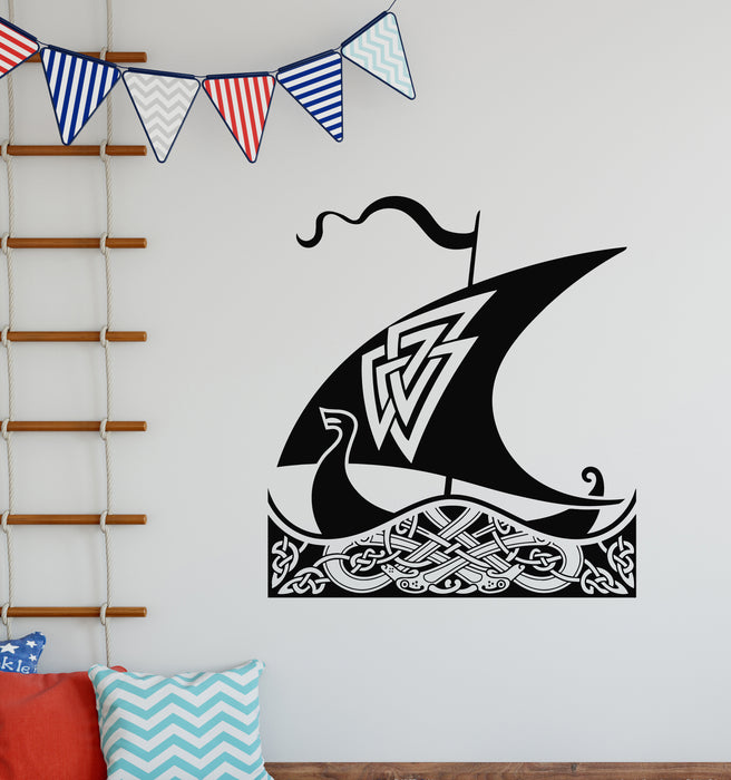 Autocollant mural en vinyle Ancien navire Viking Scandinavie Autocollants d'intérieur Mural (g6021)