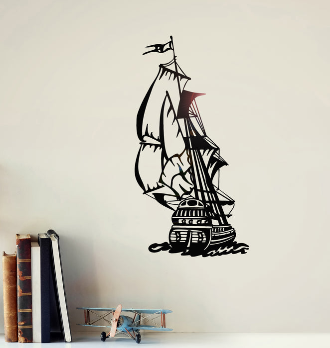 Vinyl Wall Decal Sailboat Old Sea Ship Sailing Ocean Style Stickers Mural (g3708)