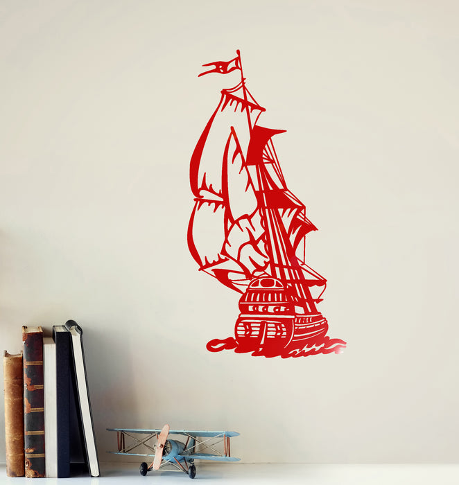 Vinyl Wall Decal Sailboat Old Sea Ship Sailing Ocean Style Stickers Mural (g3708)