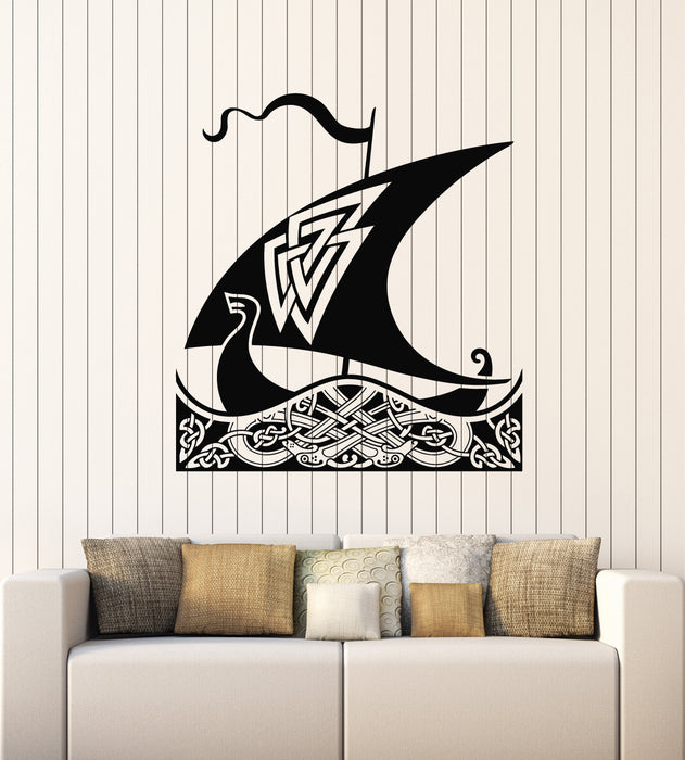 Autocollant mural en vinyle Ancien navire Viking Scandinavie Autocollants d'intérieur Mural (g6021)