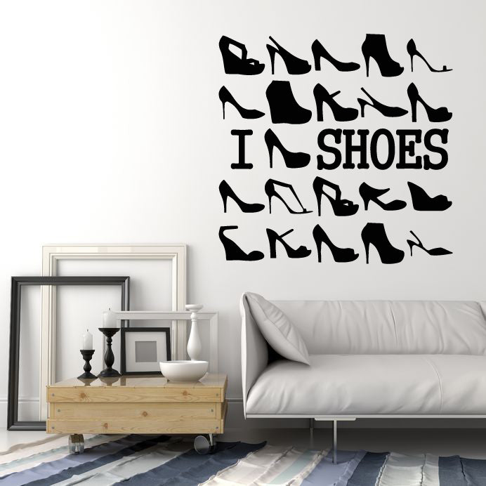 Vinyl Wall Decal Shopping Fashion Shoes High Heels Footwear Stickers Mural (g6114)