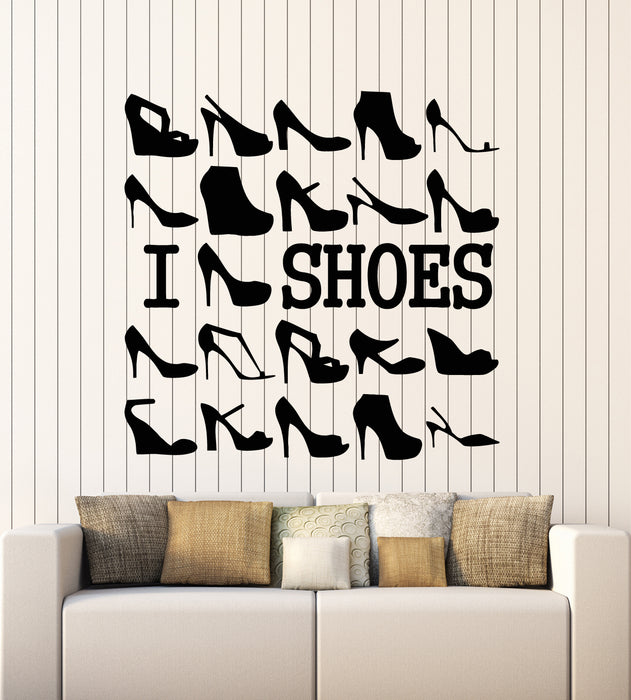Vinyl Wall Decal Shopping Fashion Shoes High Heels Footwear Stickers Mural (g6114)