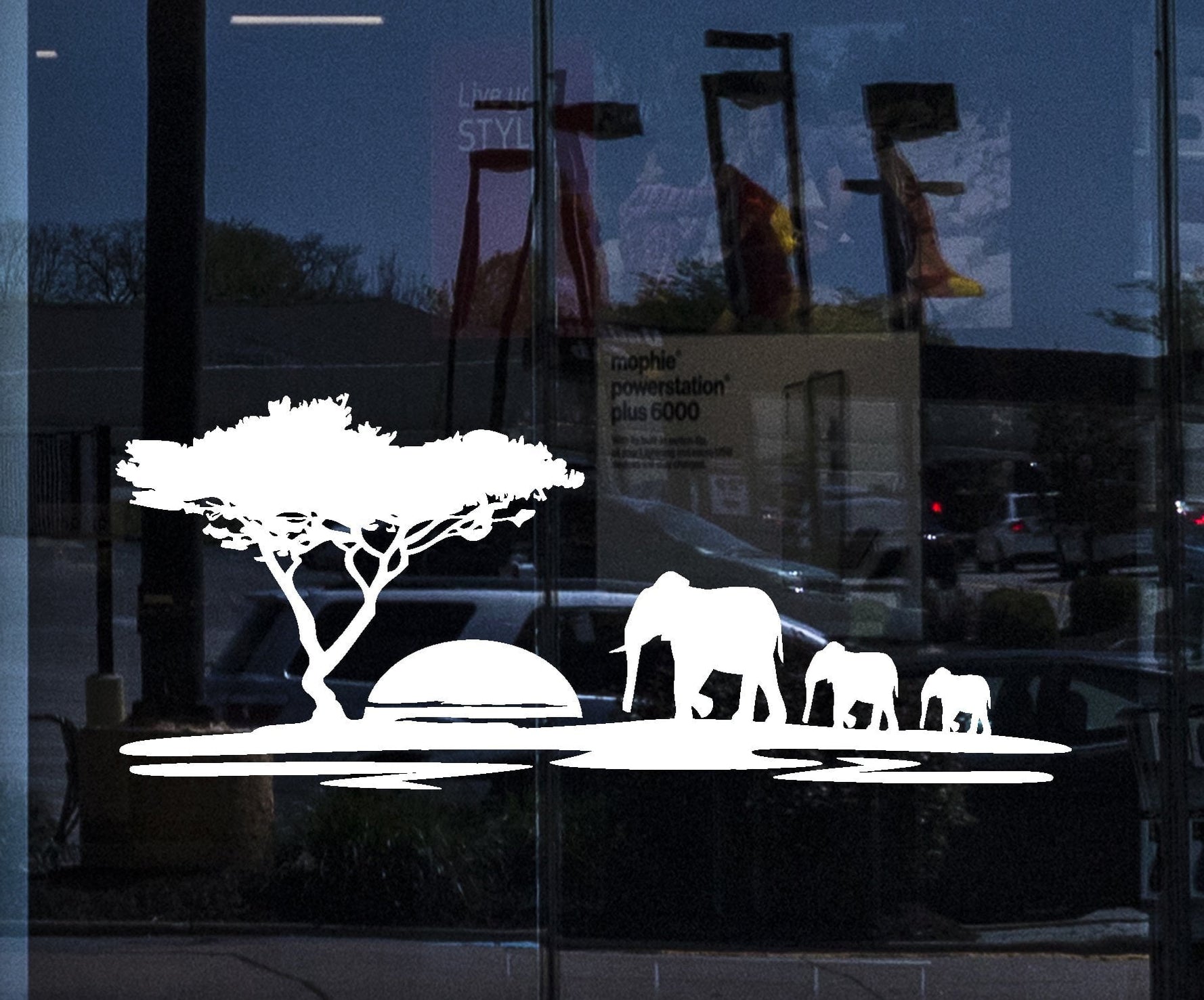 Window Decals And Wall Stickers Elephant African Animals Landscape Tre ...