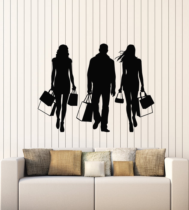 Vinyl Wall Decal Shopping Fashion Woman Man Shop Sale Stickers Mural (g1692)