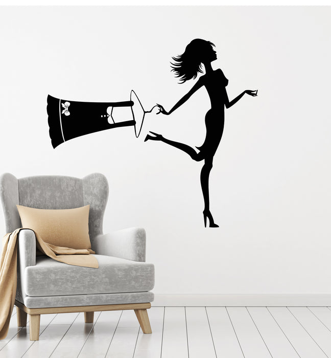 Vinyl Wall Decal Happy Girl Shopping Bags Fashion Decor Stickers Mural (g6265)