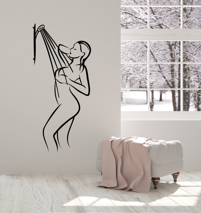 Vinyl Wall Decal Bath Bathing Shower Naked Woman Bath Time Stickers Mural (g1588)