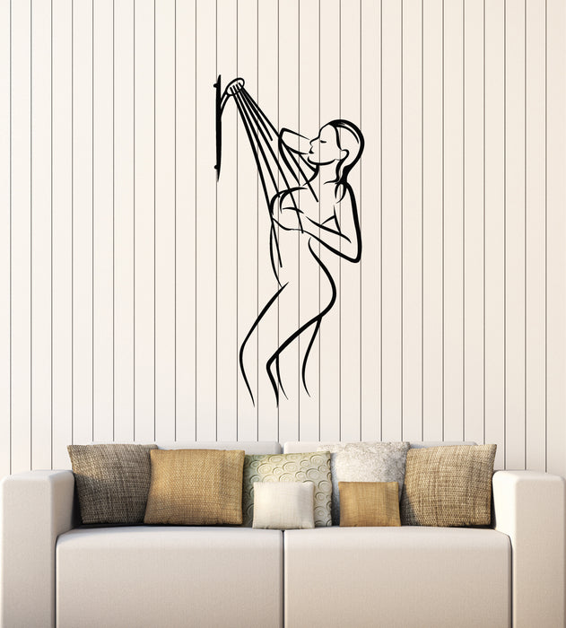Vinyl Wall Decal Bath Bathing Shower Naked Woman Bath Time Stickers Mural (g1588)