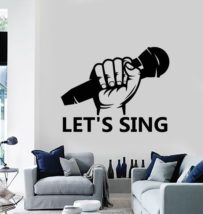 Vinyl Wall Decal Let's Sing Microphone Hand Karaoke Musical Art Decor Stickers Mural (g378)