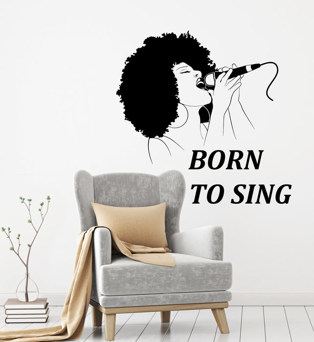 Vinyl Wall Decal Singer Quote Music Karaoke MIC Singing Sexy African Woman Stickers Mural (ig6138)