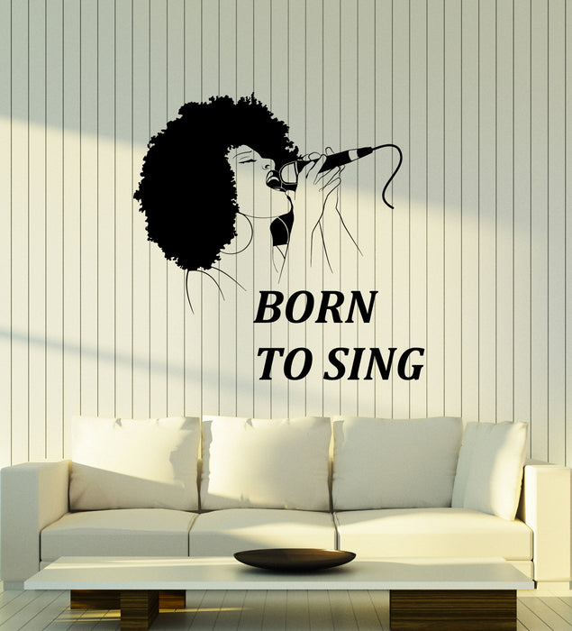 Vinyl Wall Decal Singer Quote Music Karaoke MIC Singing Sexy African Woman Stickers Mural (ig6138)