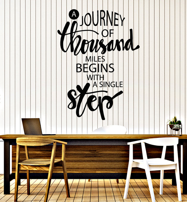 Vinyl Wall Decal Home Positive Quote Journey Thousand Miles Single Step Stickers Mural (g7136)