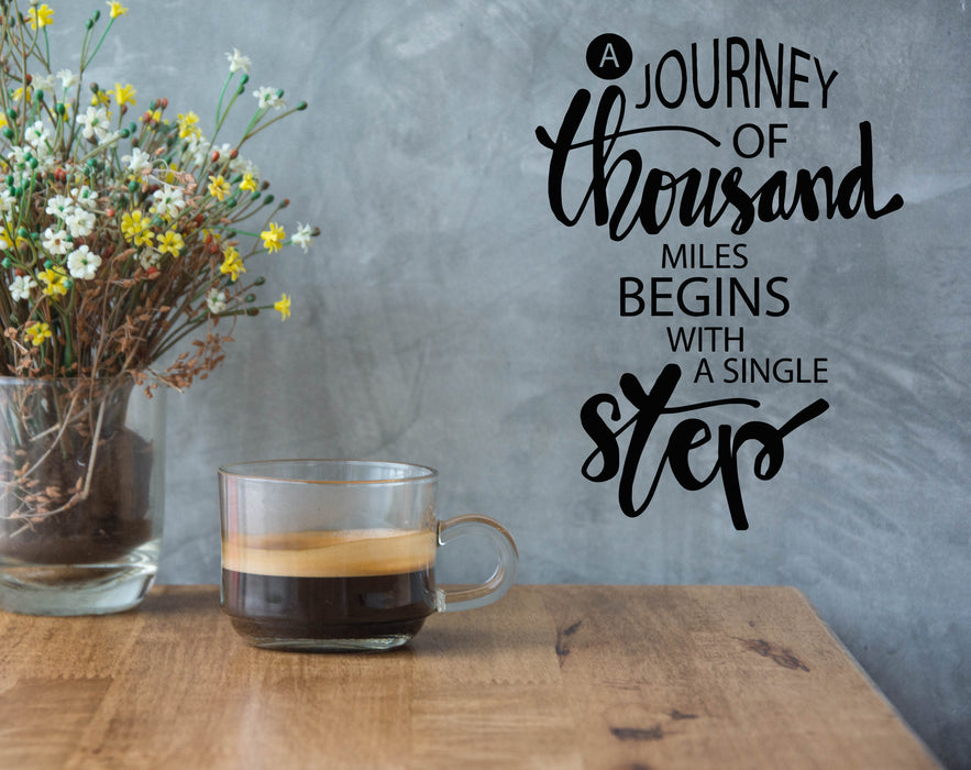 Vinyl Wall Decal Home Positive Quote Journey Thousand Miles Single Step Stickers Mural (g7136)