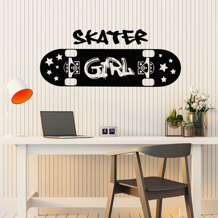 Виниловая наклейка на стену скейтборд экстремальные виды спорта скейтер девочка подростковая комната наклейки фреска (g8050)