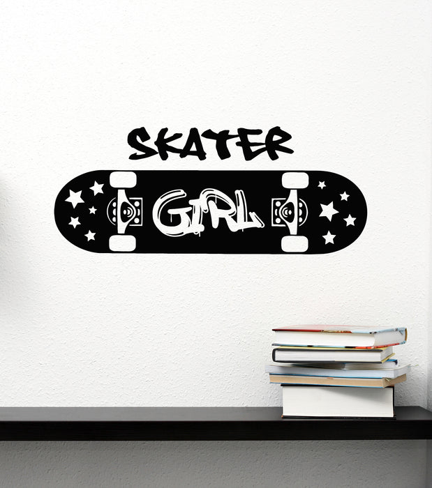 Виниловая наклейка на стену скейтборд экстремальные виды спорта скейтер девочка подростковая комната наклейки фреска (g8050)