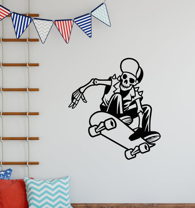 Vinyl Wall Decal Teenager Room Skate Skateboard skull Stickers Mural (g4810)