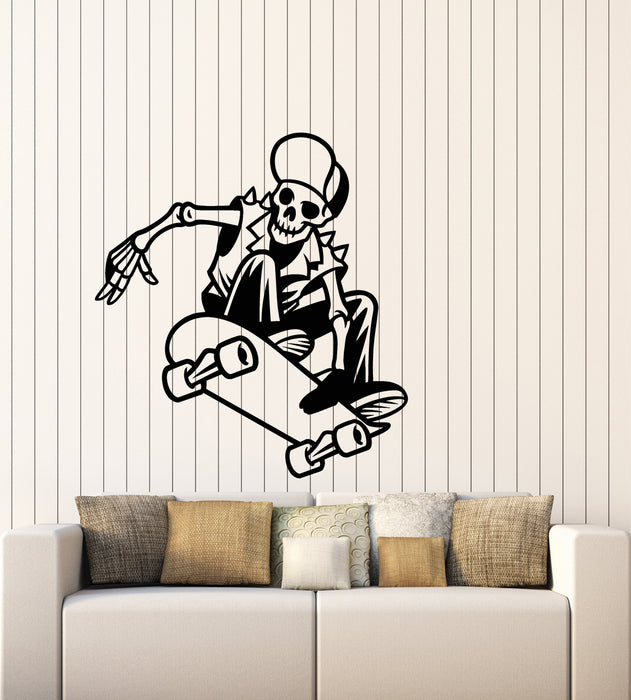 Vinyl Wall Decal Teenager Room Skate Skateboard skull Stickers Mural (g4810)