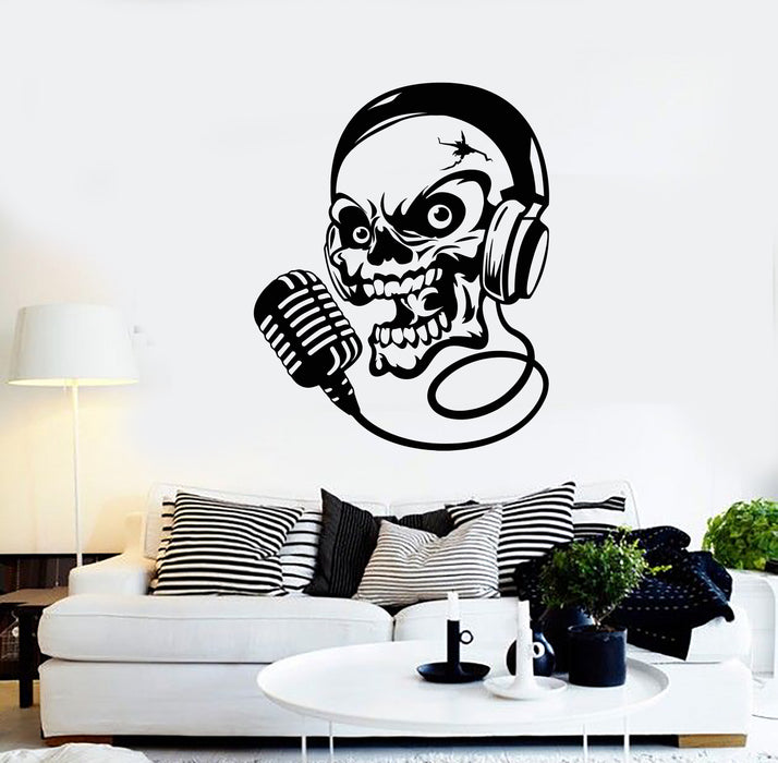 Vinyl Wall Decal Skeleton Skull Headphones Music Microphone Sing Stickers Mural (g244)