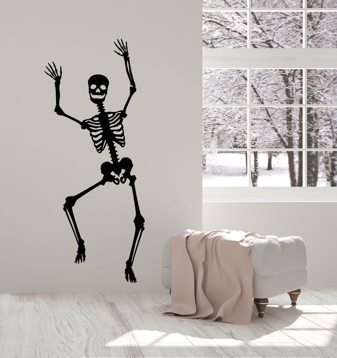 Vinyl Wall Decal Funny Skeleton Dancing Skull Bones Halloween Stickers Mural (g2144)