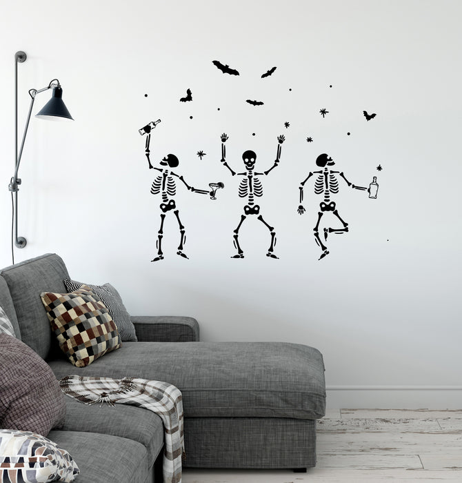 Skeleton Dance Vinyl Wall Decal Decor for Bars Bottle Party Stickers Mural (k318)