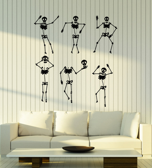 Vinyl Wall Decal Dancing Skeletons Skull Bones Horror Stickers Mural (g5200)