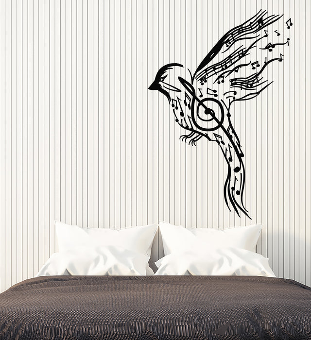 Vinyl Wall Decal Sketch Bird Music Notes Patterns Music School Stickers Mural (g6795)