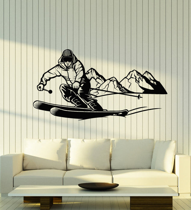 Vinyl Wall Decal Skiing Skier Extreme Adventure Mountain Sport Stickers Mural (g1084)