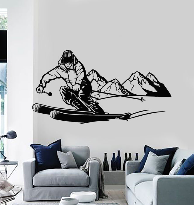 Vinyl Wall Decal Skiing Skier Extreme Adventure Mountain Sport Stickers Mural (g1084)